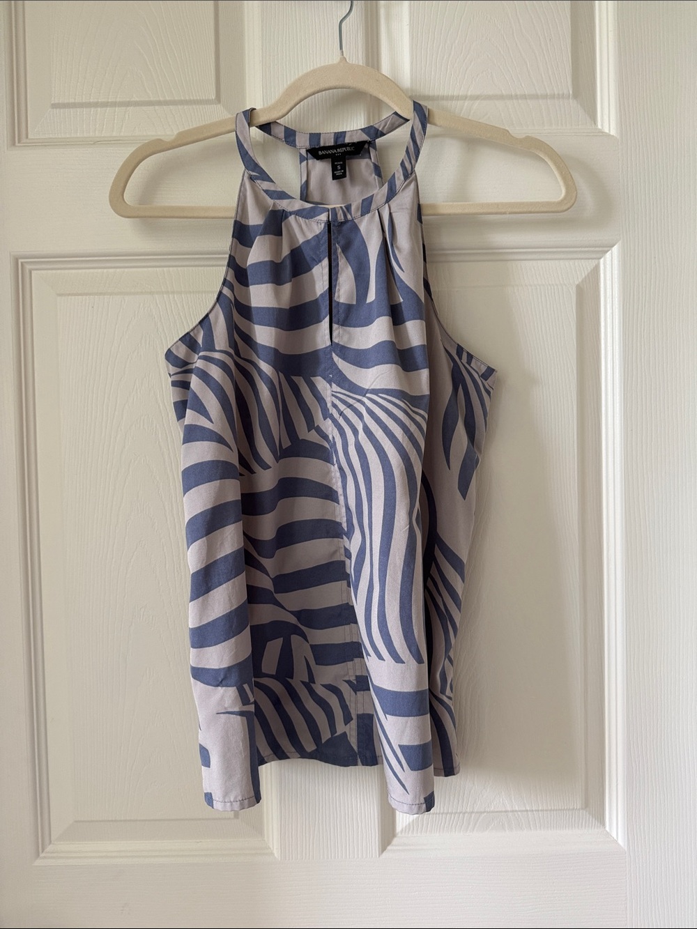 Banana Republic Blue and Silver Halter Top